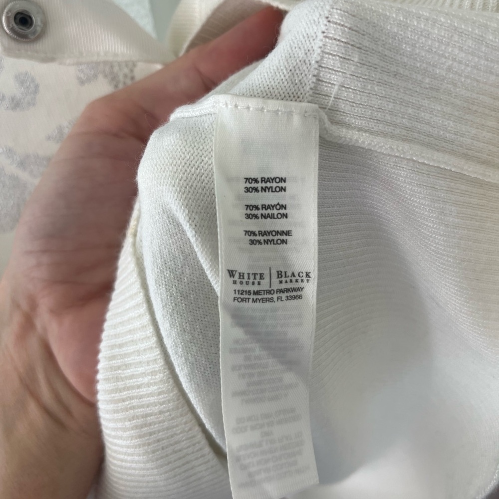 White House Black Market white cardigan with Silver Accents MEDIUM - Picture 5 of 8